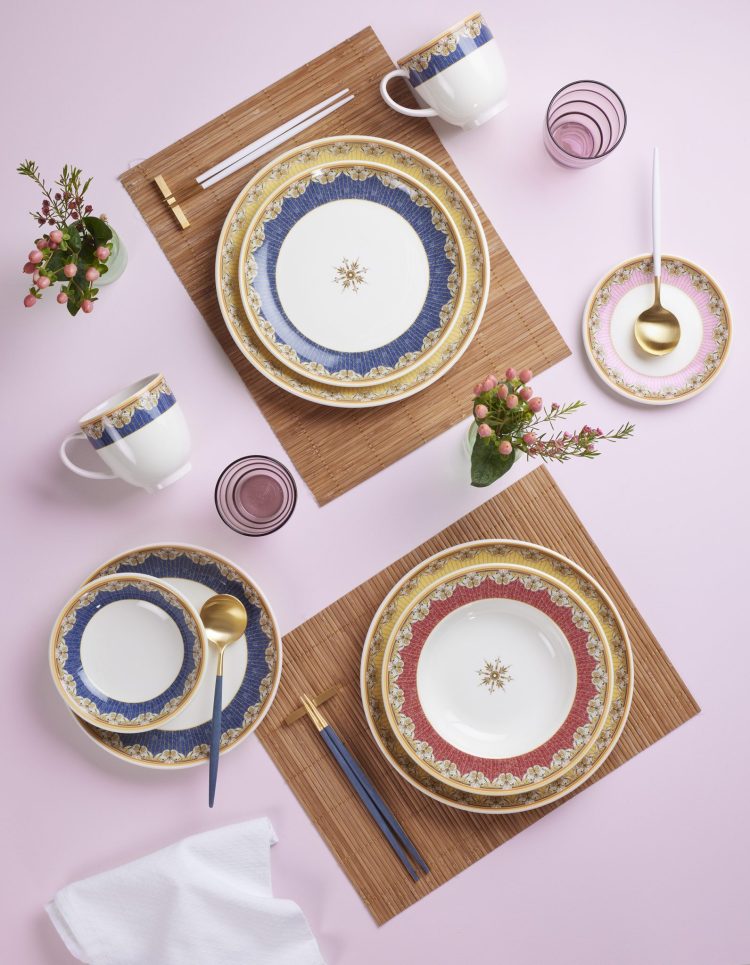 Portmeirion flat lay dinner ware product photography by Gareth Walker - Staffordshire Professional Commercial Product Photographer